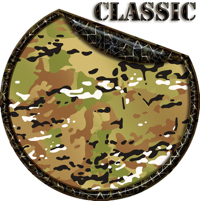 Rundes Tarnmuster im "Classic"-Stil, ideal für Airsoft-Ausrüstung.