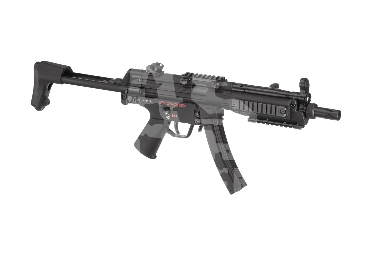 G&G TGM A3 E.T.U. S-AEG - ab 18 Jahren Airsoft-MP5-Nachbildung mit Klappschaft, schwarzem Gehäuse und taktischem Zubehör.