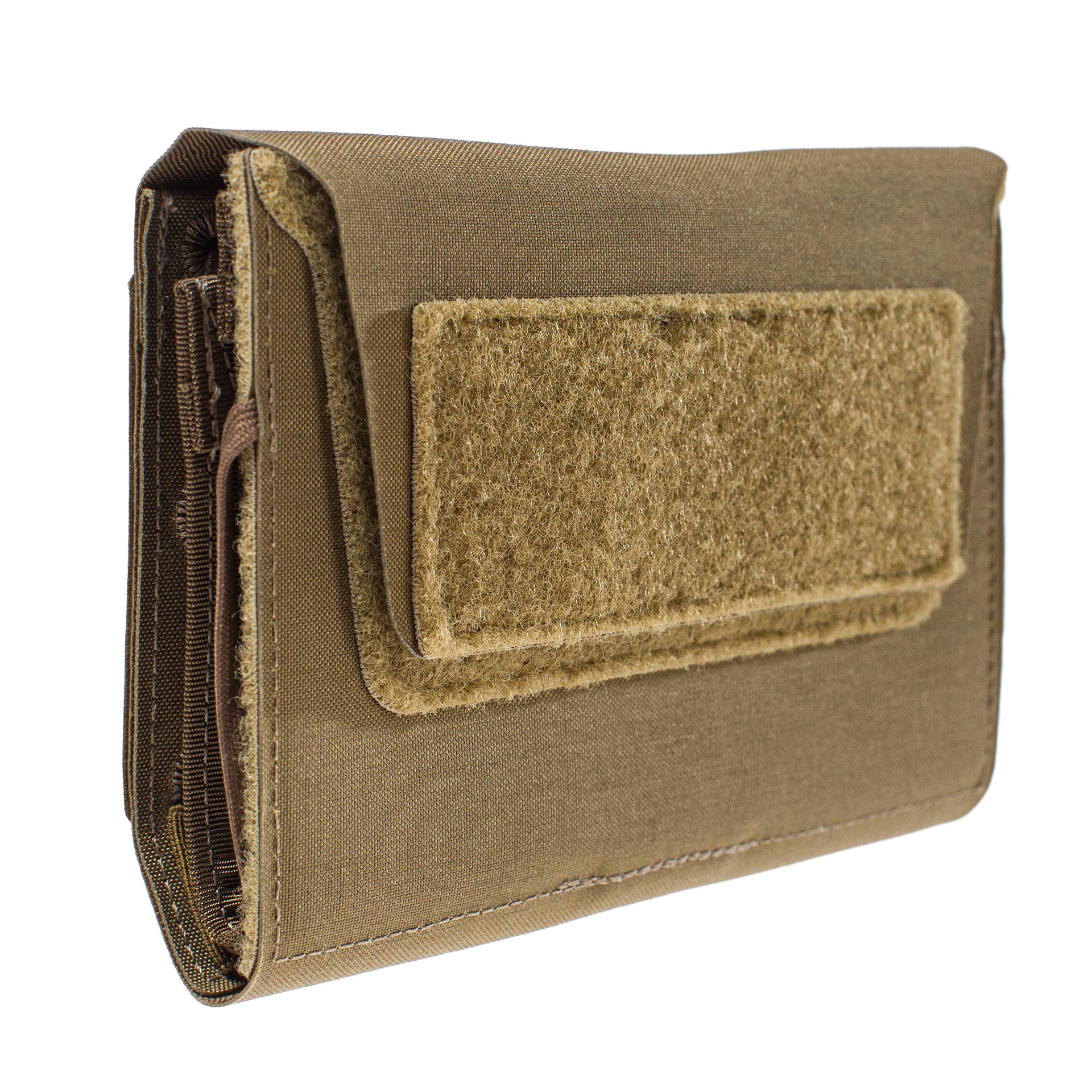 Taktische, braune Airsoft-Tasche mit Klettverschluss für Ausrüstung.