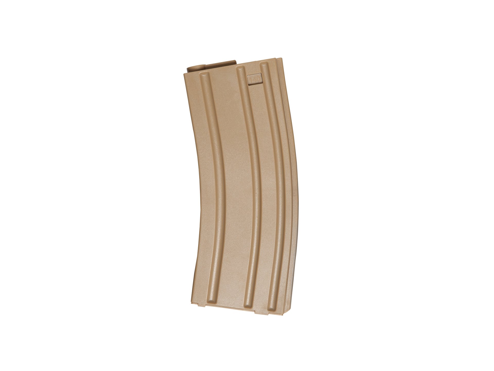 Airsoft-Tan-Magazin, gebogen, mit Rillen, für M4/AR15-Modelle, 30 BBs Kapazität.