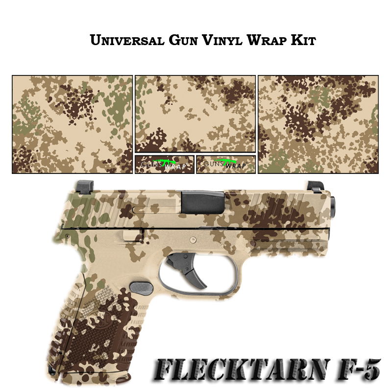 Vinyl-Wrap-Kit für Pistole in Flecktarn F-5 Muster, Tarnfarbe, Universaldesign.