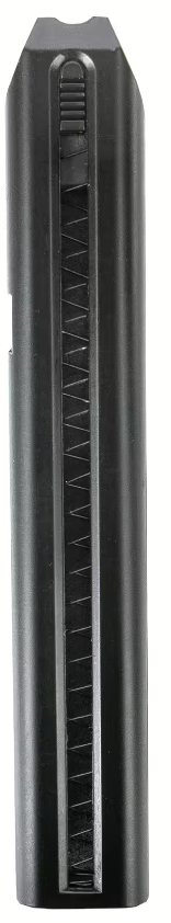 Magazin CM030 / CM127 AEP 25rds Schwarzes Airsoft-Magazin, Seitenansicht mit sichtbarem Federmechanismus.