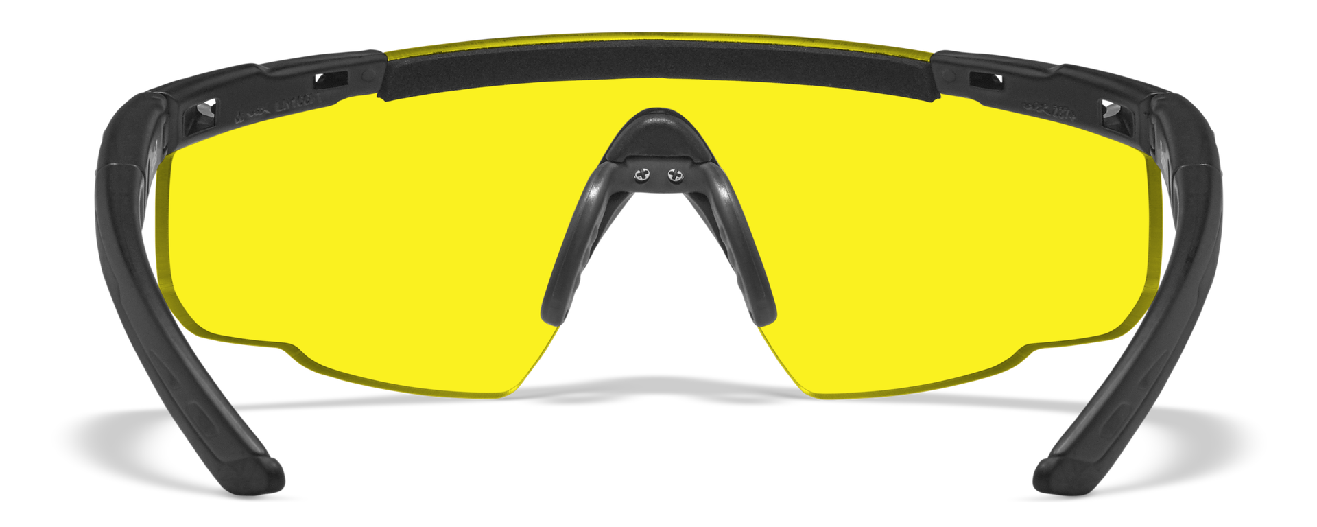 SABER ADV Pale Yellow Matte Black Frame Schwarze Sportbrille mit gelben Gläsern, frontal.