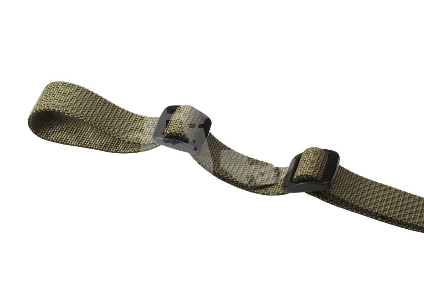 Olivegrüner Nylonriemen mit verstellbarer Schnalle für Airsoft-Ausrüstung.