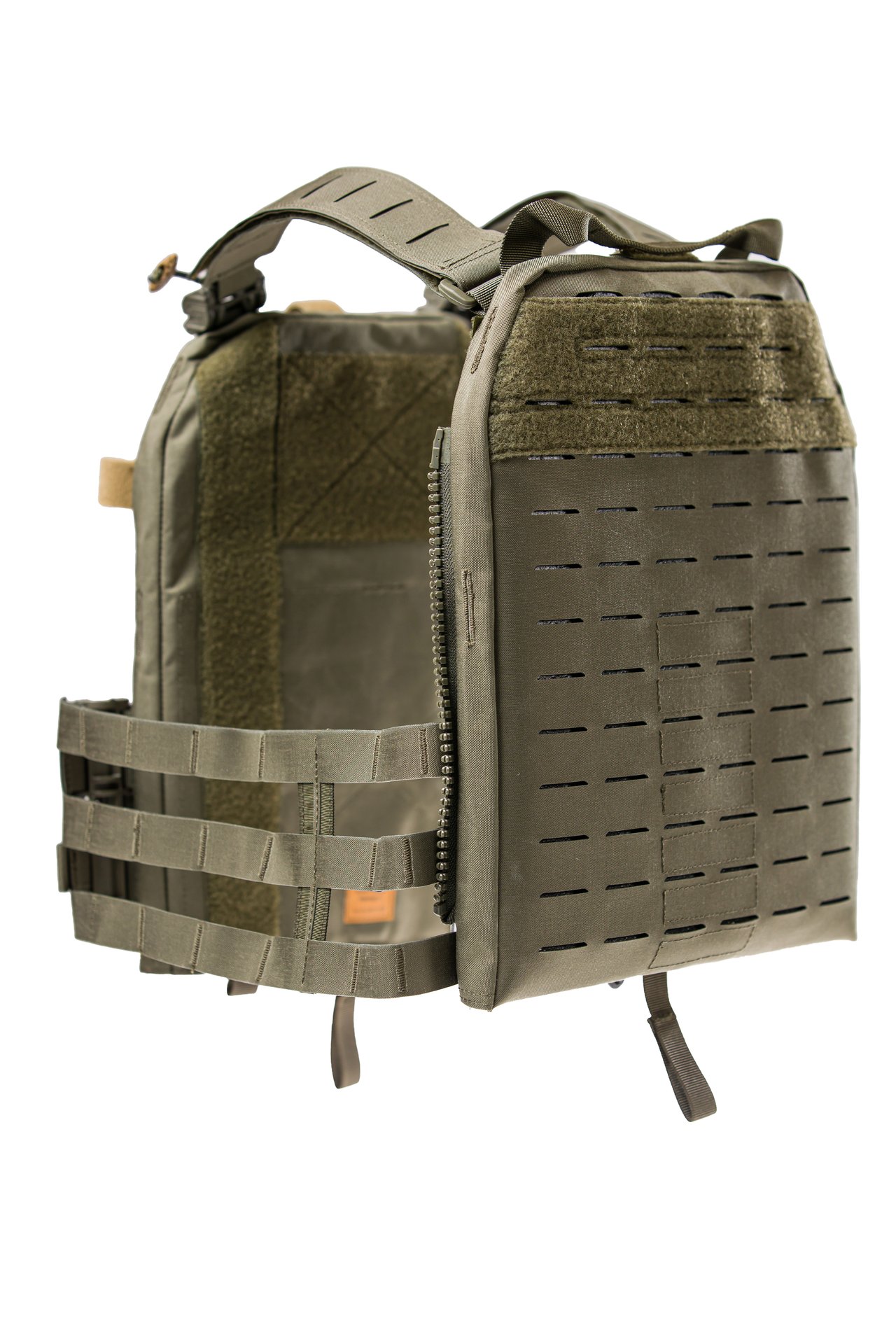 Lindnerhof Plattenträger-Set MX042 Olivegrüner Plate Carrier mit Laser-Cut-MOLLE-Schlaufen für Airsoft-Ausrüstung.