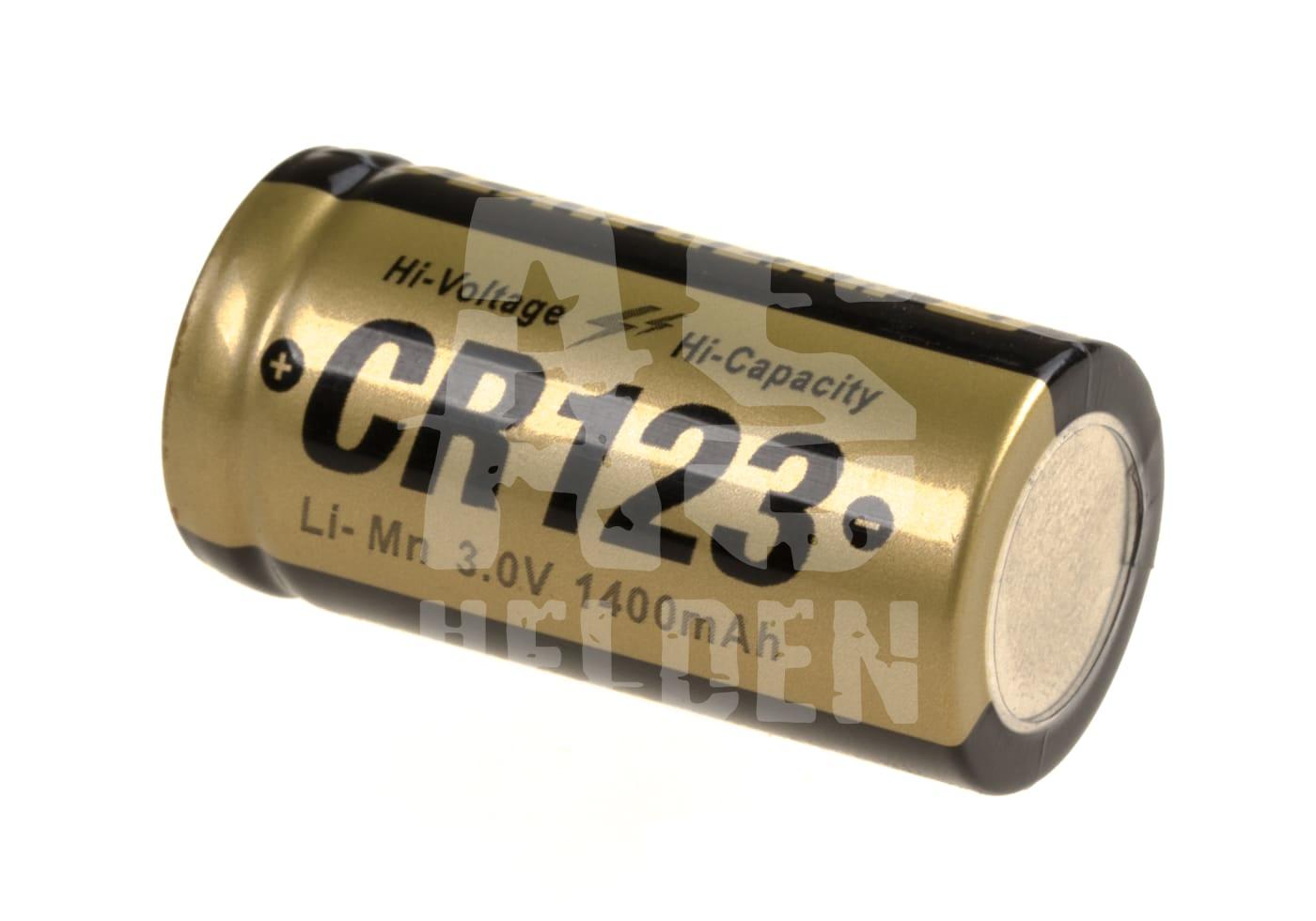 CR123A Lithium-Batterie, 3V, 1400mAh, für High-Voltage-Anwendungen im Airsoft-Bereich.