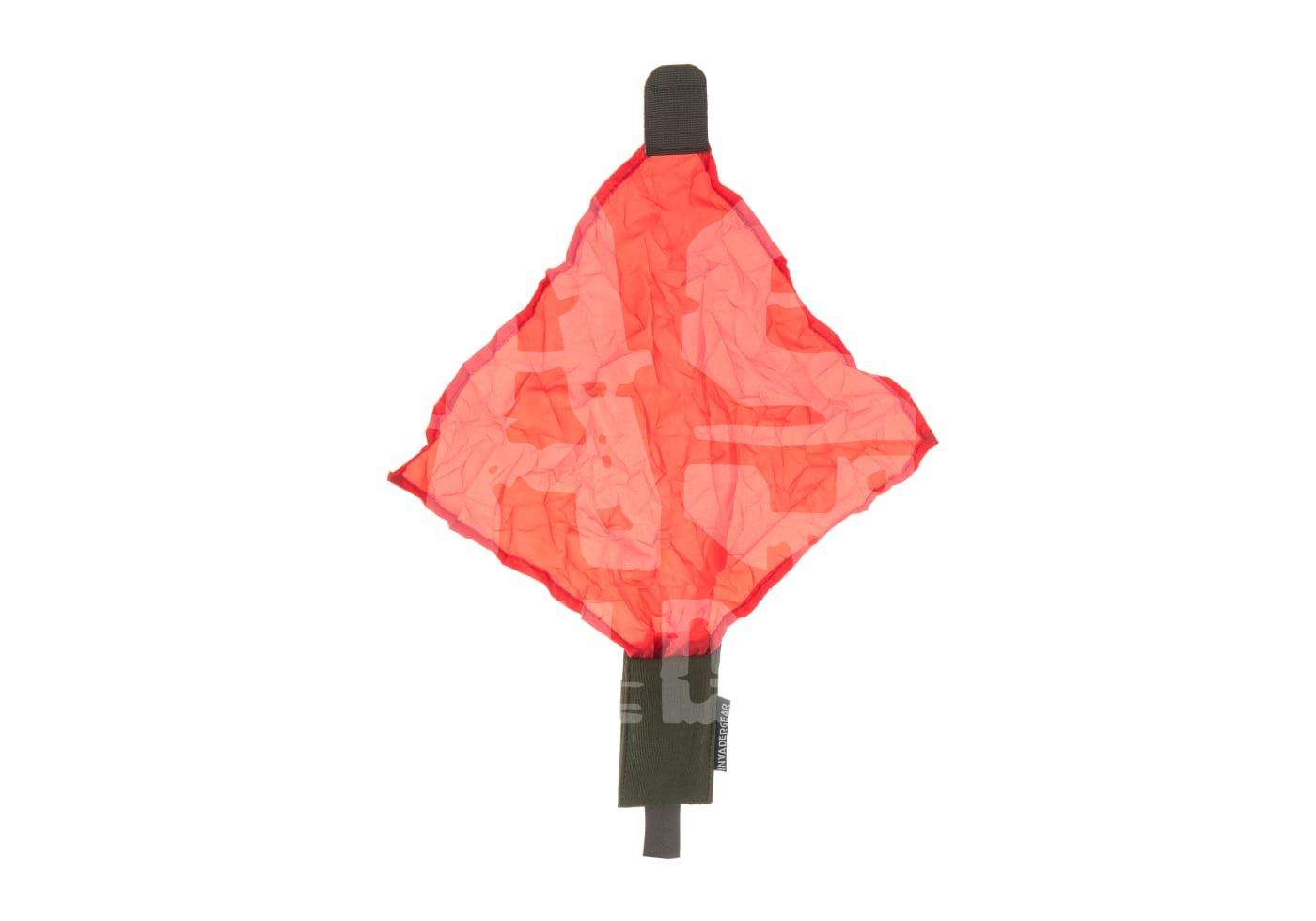 Rotes Markierungstuch mit Befestigungsband für Airsoft-Spiele.