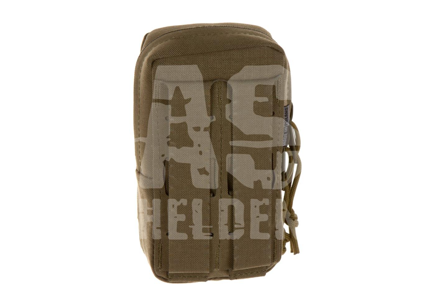 Kleine olivgrüne Tactical-Molle-Tasche für Airsoft-Ausrüstung.