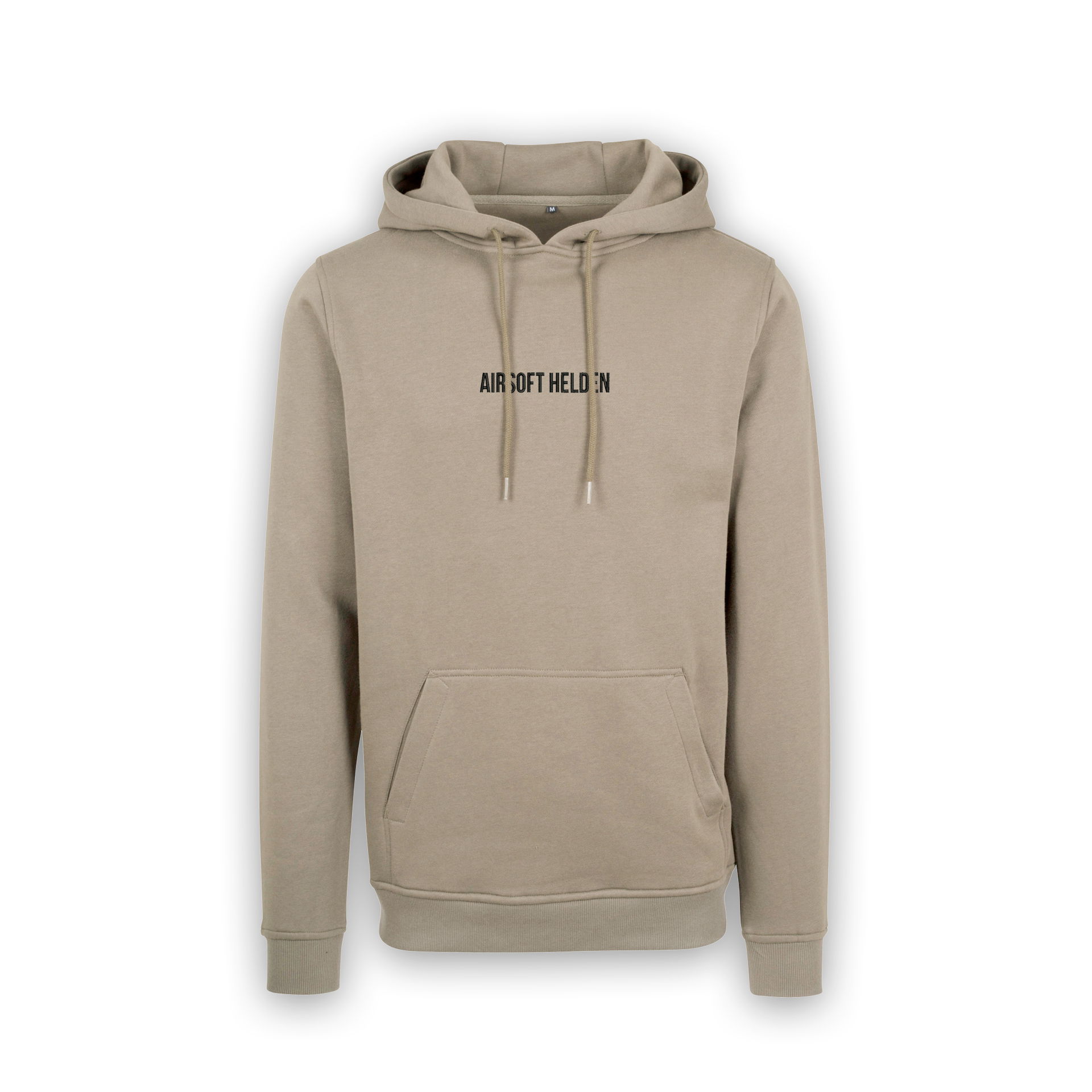 Airsoft Helden - Hoodie Sand Beiger Hoodie mit "AIRSOFT HELDEN" Schriftzug, Kängurutasche, Kapuze mit Kordelzug.