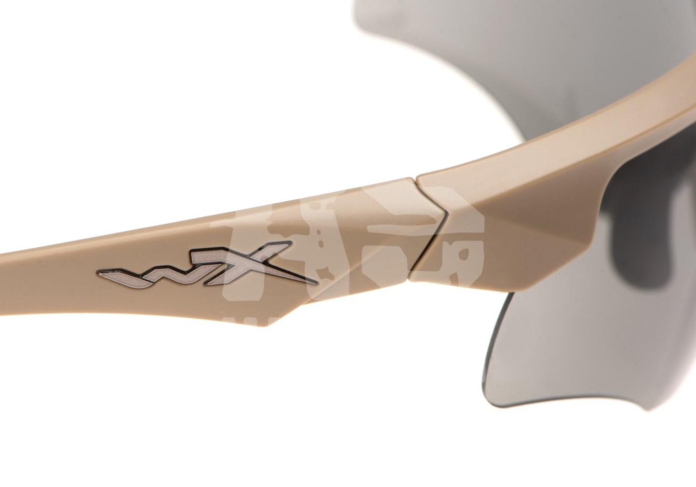 Beige Schutzbrille mit WX-Logo, ideal für Airsoft.