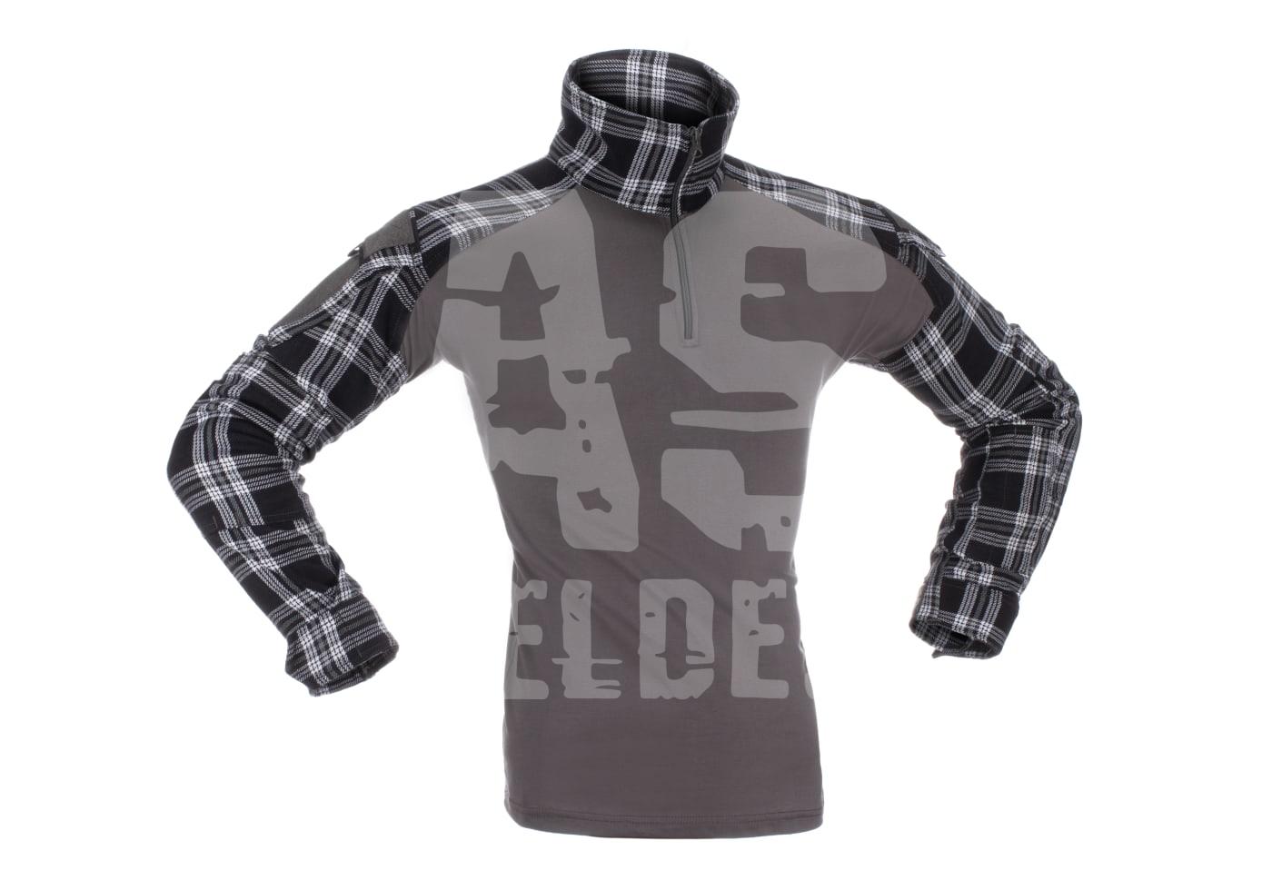 Tarnshirt mit Karomustermix, langen Ärmeln und Reißverschluss, ideal für Airsoft.