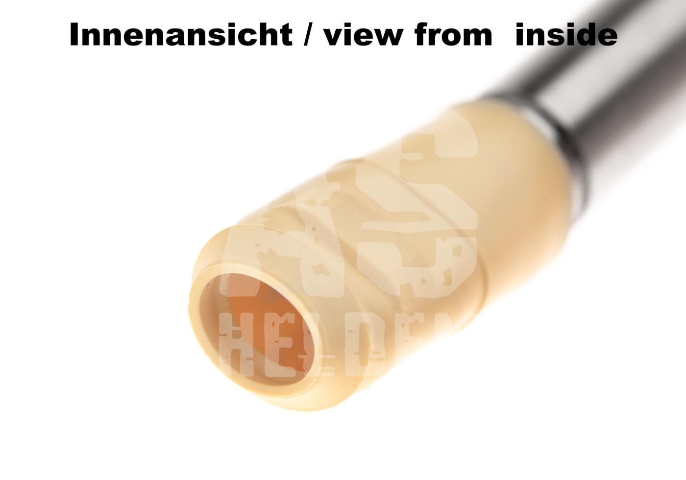 Nahaufnahme eines Airsoft-Innenlaufes mit beige Gummidichtung.
