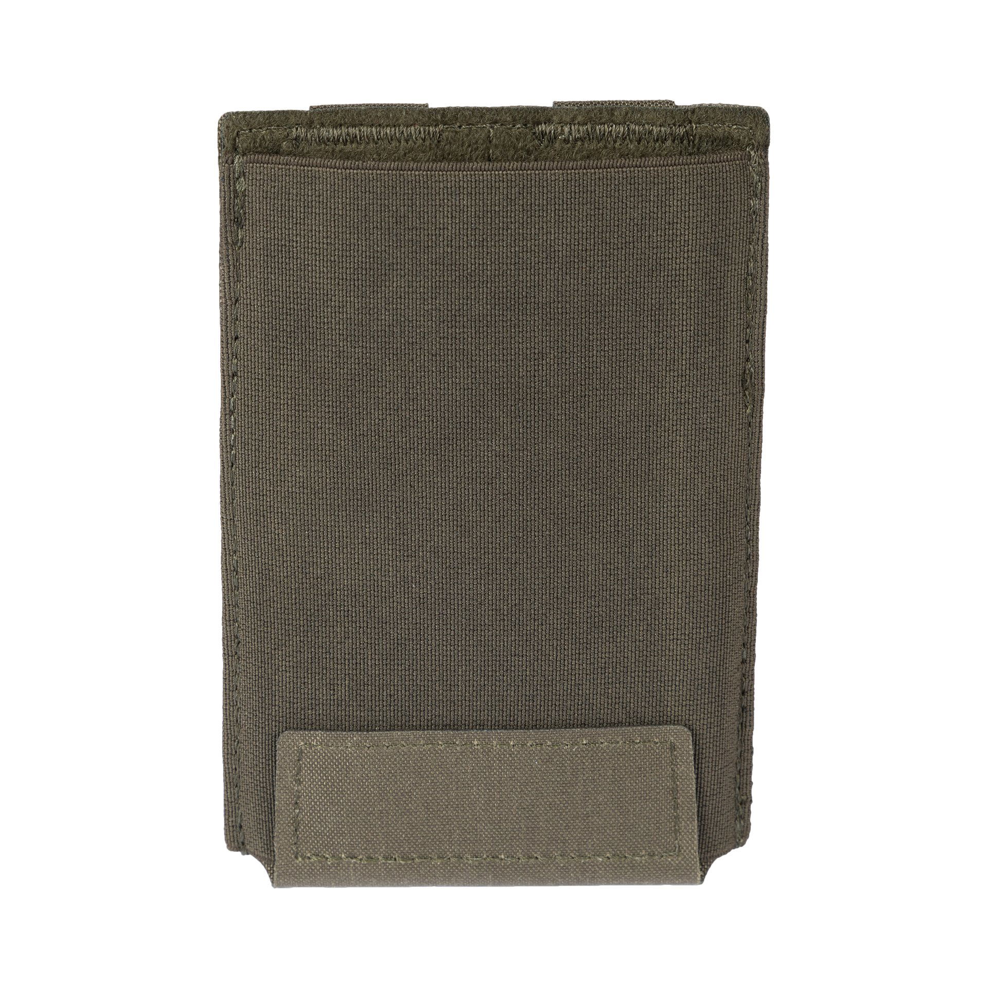 Olivefarbenes, rechteckiges Airsoft-Tasche mit Klettverschluss, ideal zur Aufbewahrung von Zubehör.
