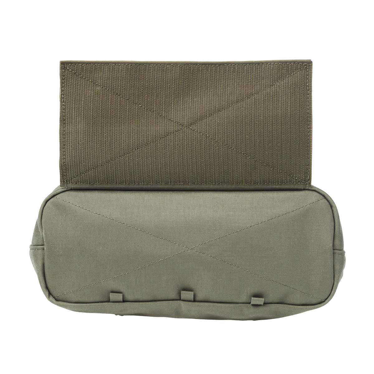 Olivegrüne Airsoft-Tasche mit Klettverschluss. Ideal für taktische Ausrüstung. Robustes Material.