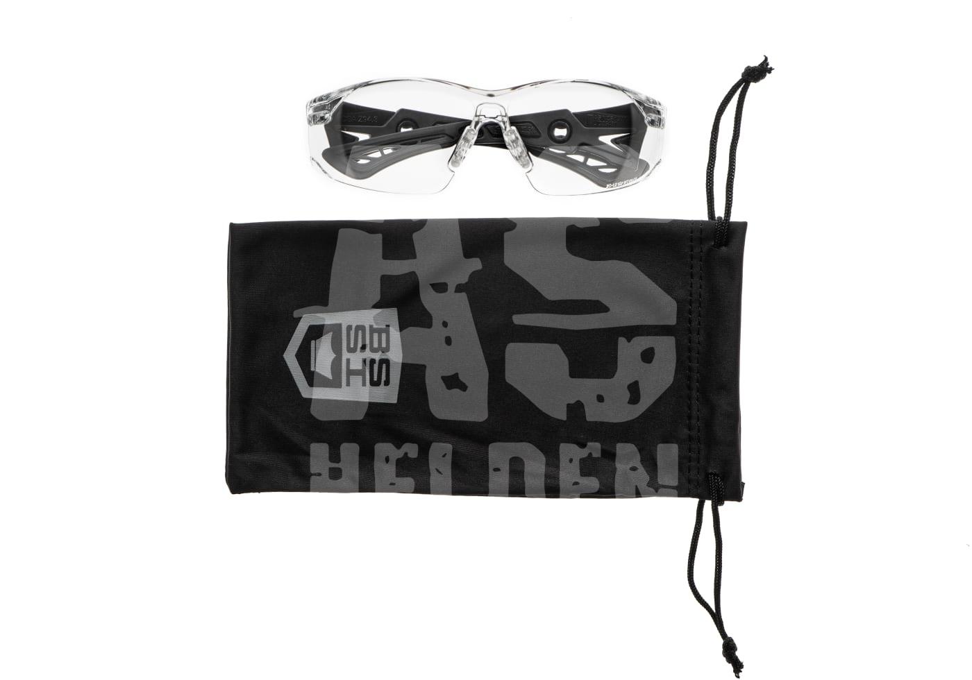 Klar Schutzbrille mit schwarzem Etui, Airsoft Helden Logo. Ideal für Airsoft-Schutz.