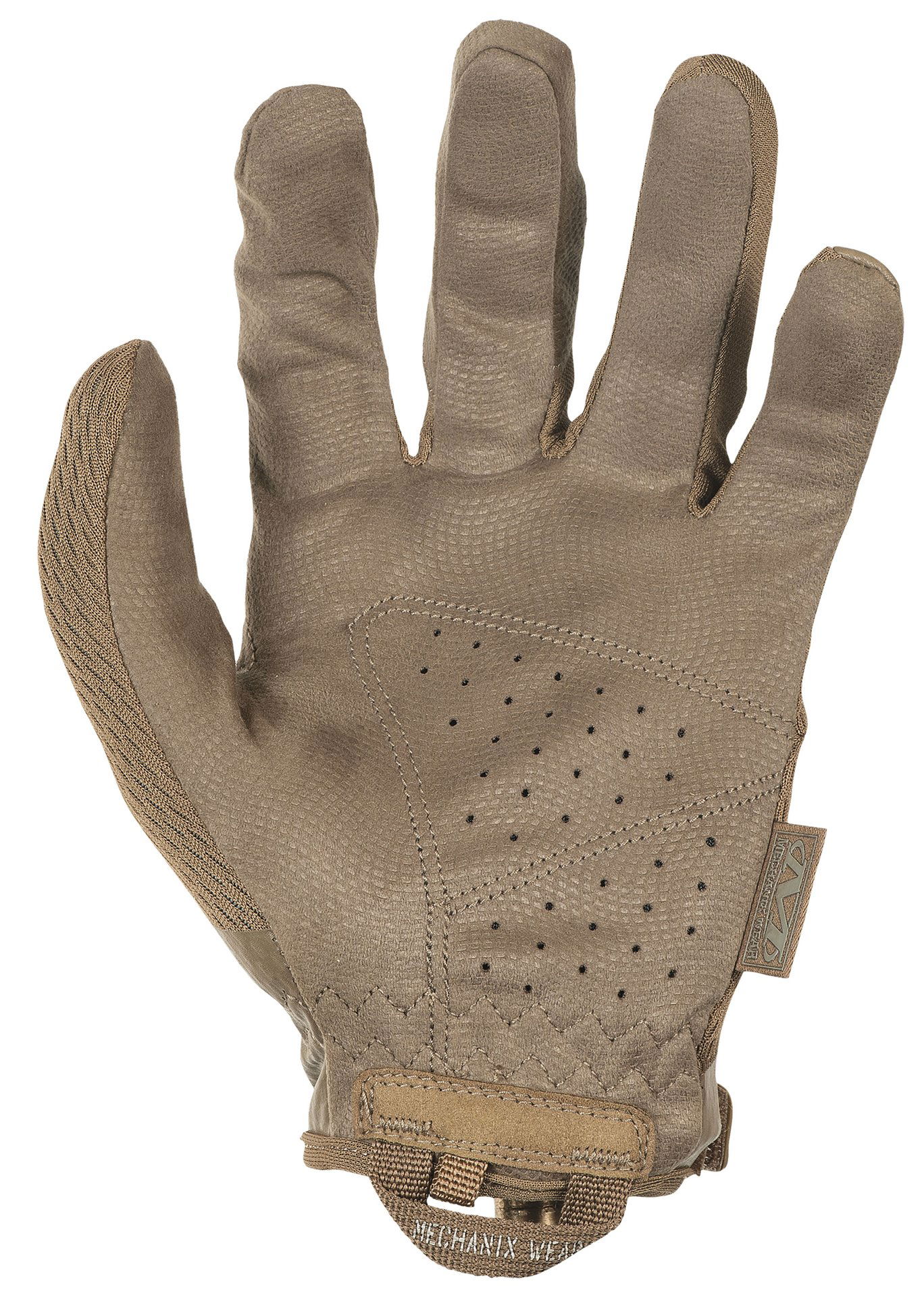 Brauner taktischer Handschuh mit rutschfester Handfläche und Belüftungslöchern, ideal für Airsoft-Spiele.