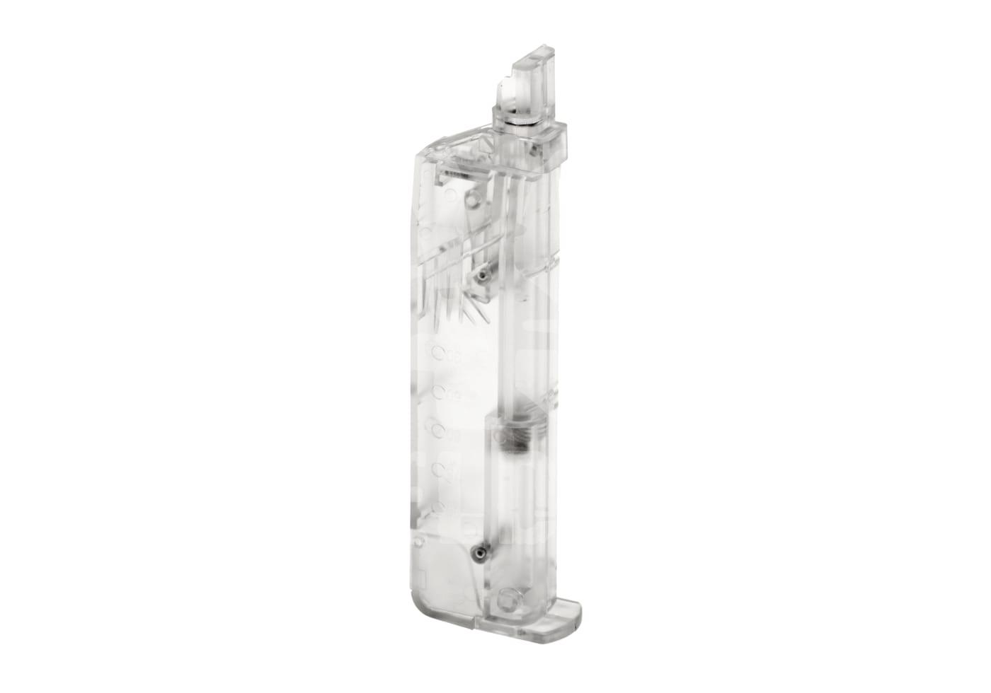 Transparenter Airsoft-Speedloader für einfache BB-Befüllung.