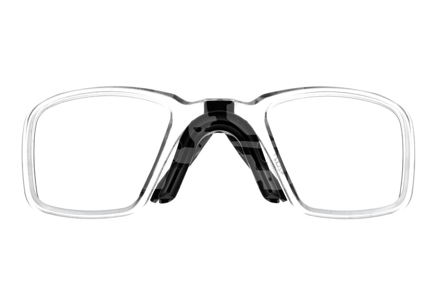 Transparenter Brilleneinsatz für Schutzbrillen, mit schwarzem Nasensteg, ideal für Airsoft.