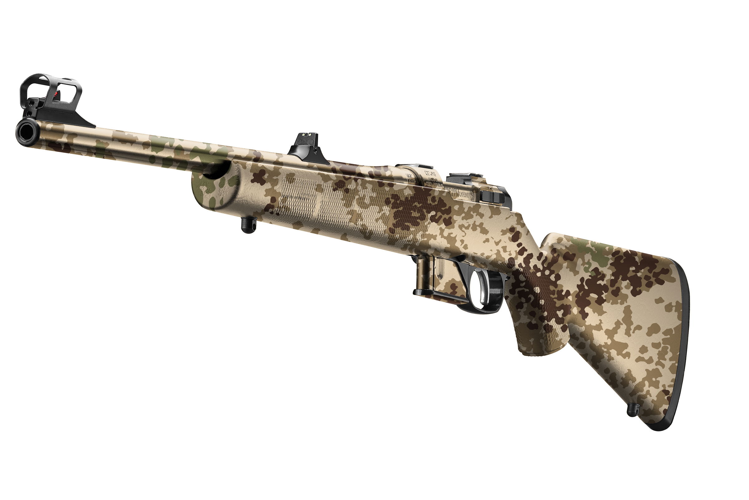 Airsoft-Gewehr mit Wüstentarnmuster, realistisches Design.