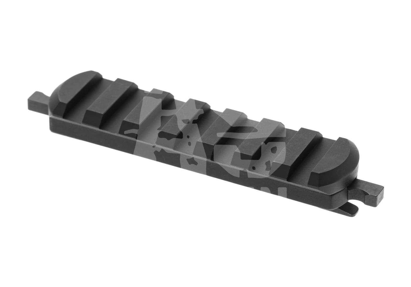 Tactical Rail-Adapter für Airsoft, schwarz, Picatinny-Schiene, seitliche Ansicht.