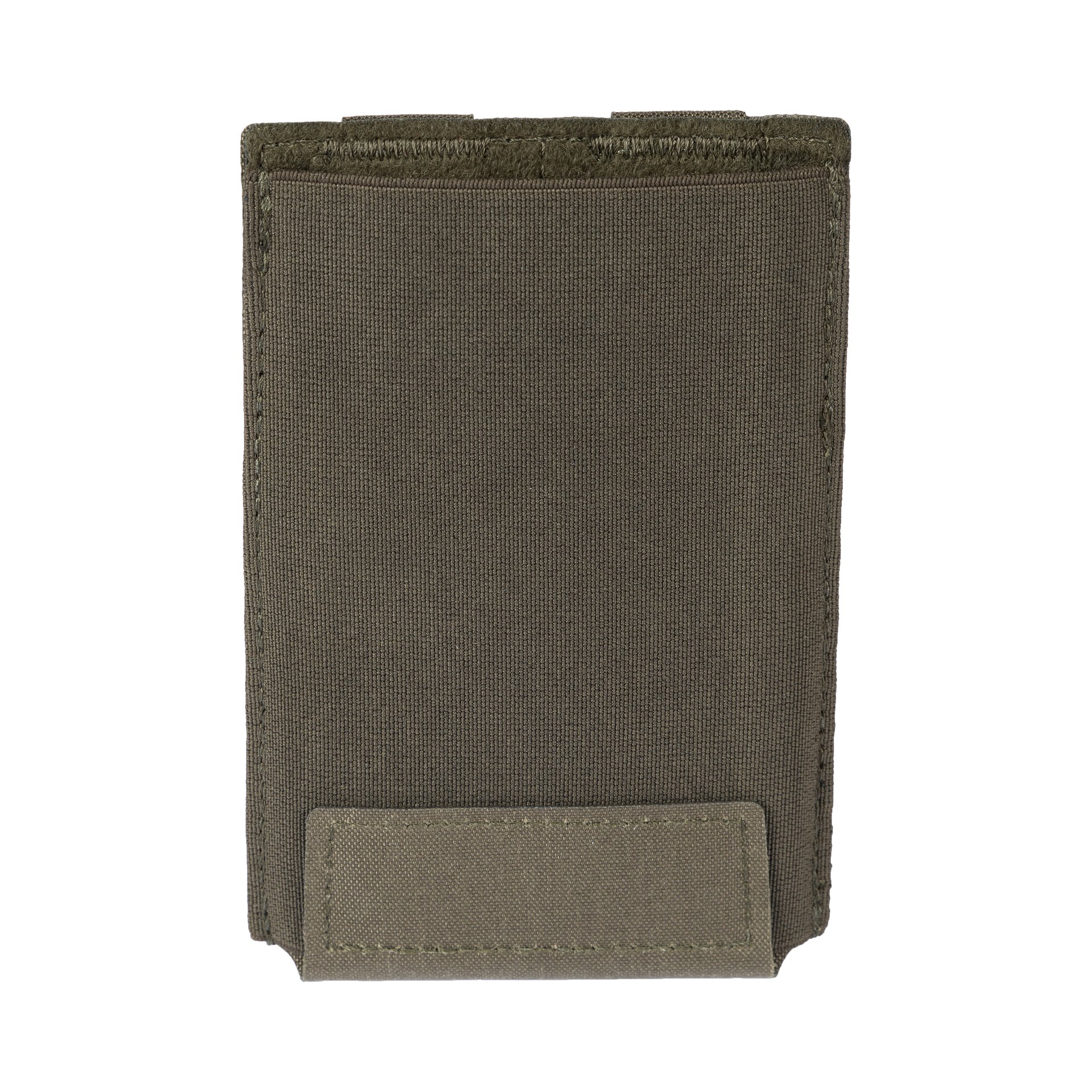 Olivefarbenes, rechteckiges Airsoft-Tasche mit Klettverschluss, ideal zur Aufbewahrung von Zubehör.