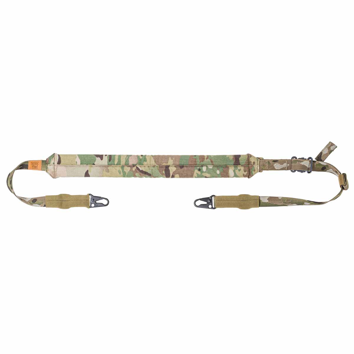 Lindnerhof Trageriemen GS110 Gewehrriemen in Multicam-Muster mit Clips, verstellbar für sicheren Halt, ideal für Airsoft-Spiele.