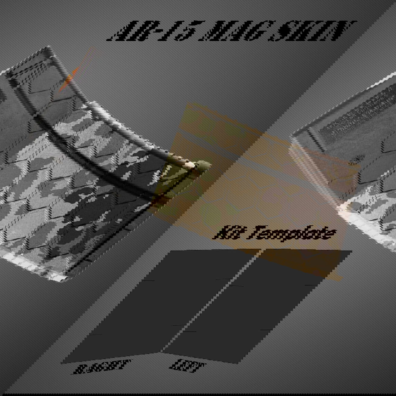 AR-15 Magazin mit Tarnhaut-Design und Kit Vorlage. Ideal für Airsoft-Enthusiasten.