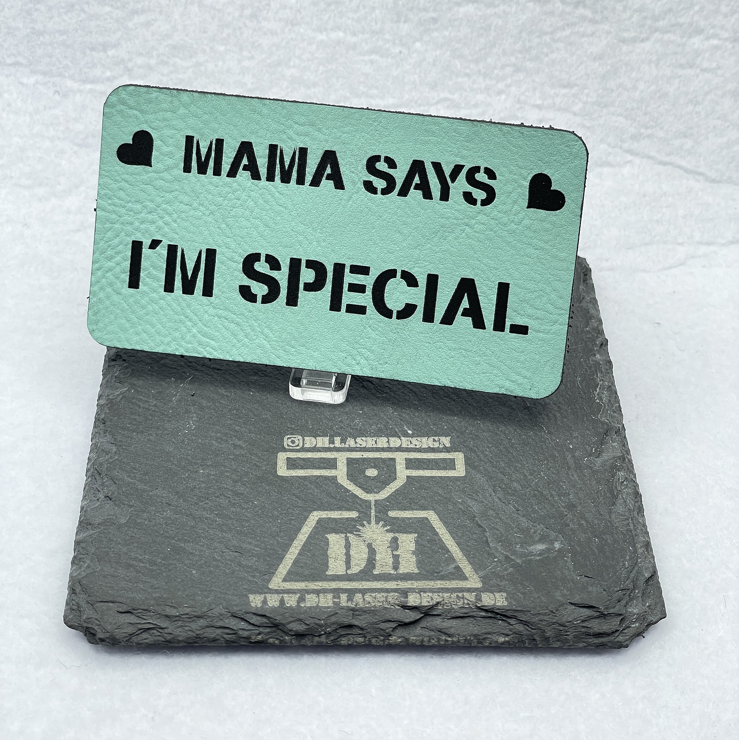 DH Laser Design Mama says I'm special Lasercut Kunstleder Patch