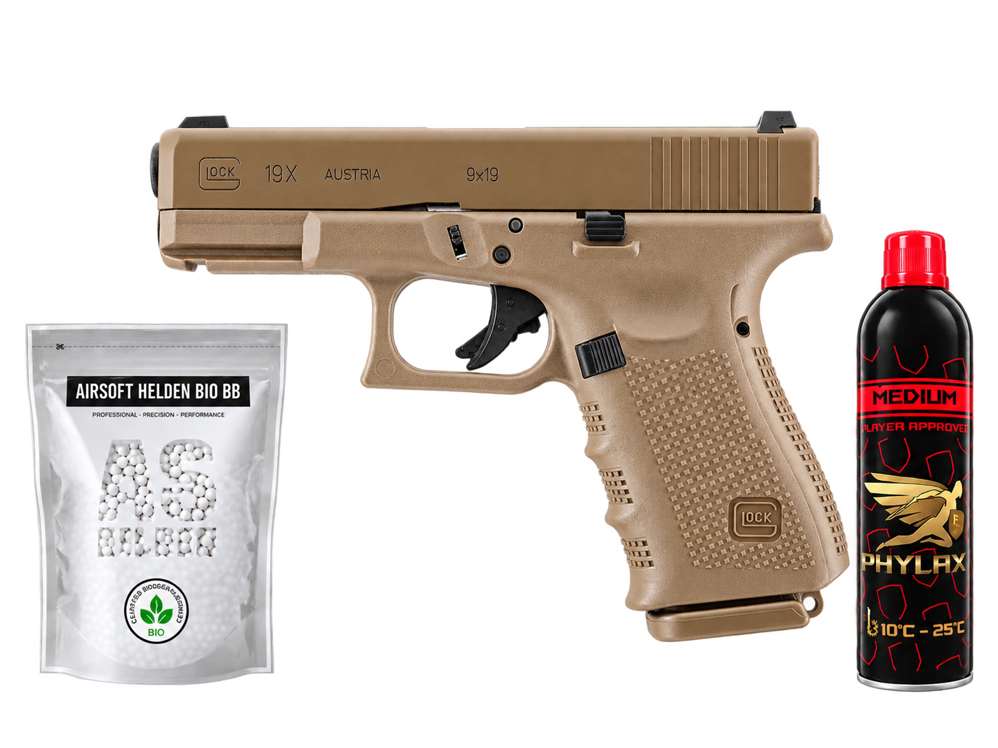 SET GLOCK 19X coyote 6mm GBB - ab 18 Jahren