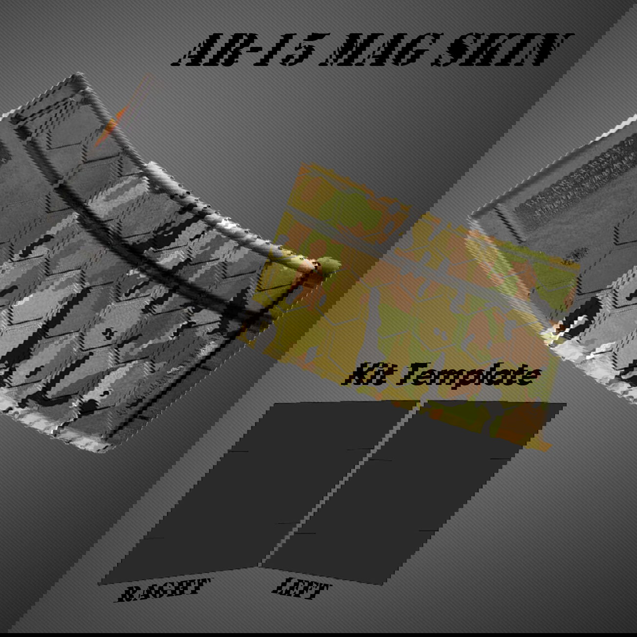 AR-15 Magazinskin mit Tarnmuster und Kit-Vorlage für individuelle Anpassung.