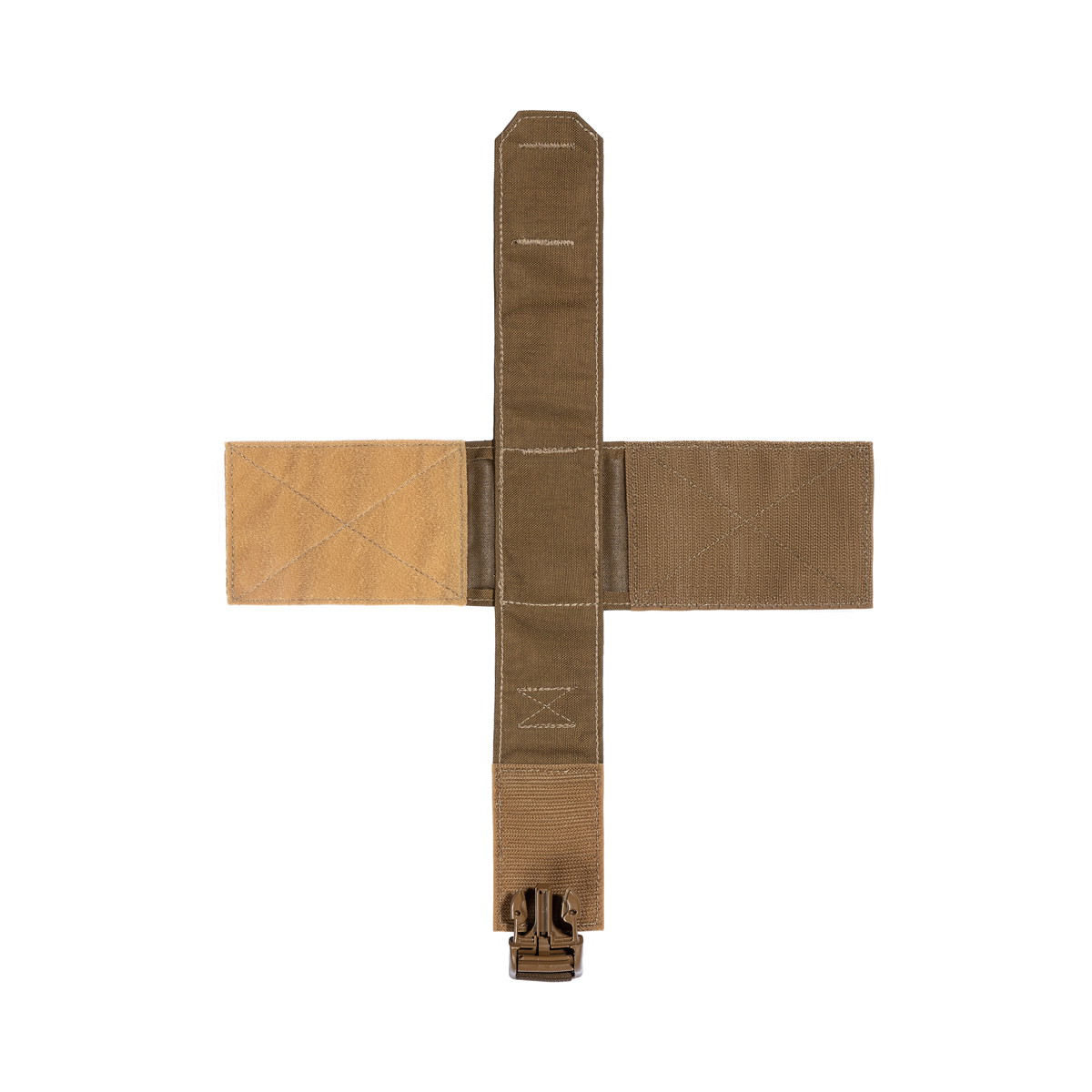 Braunes, modular einstellbares Airsoft-Gurtband mit Schnalle, flach dargestellt.