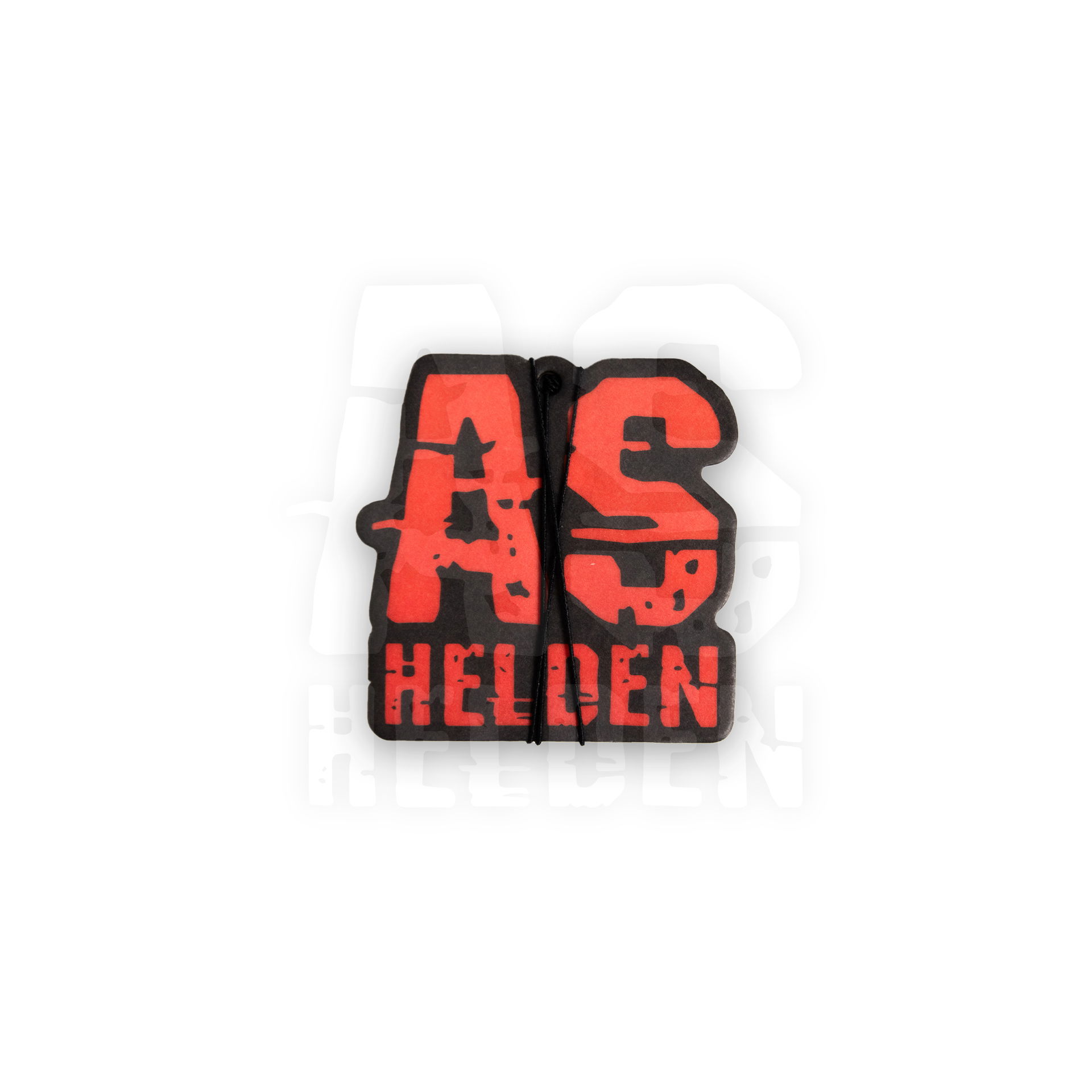 Patch mit rotem "AS HELDEN" Logo auf schwarzem Hintergrund.
