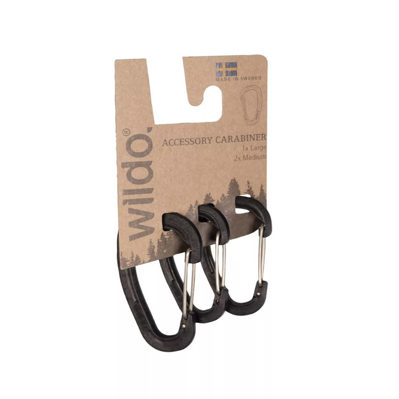 Wildo Accessory Karabiner-Set, 1 großer, 2 mittlere, an Verpackung. Ideal für Airsoft-Ausrüstung.