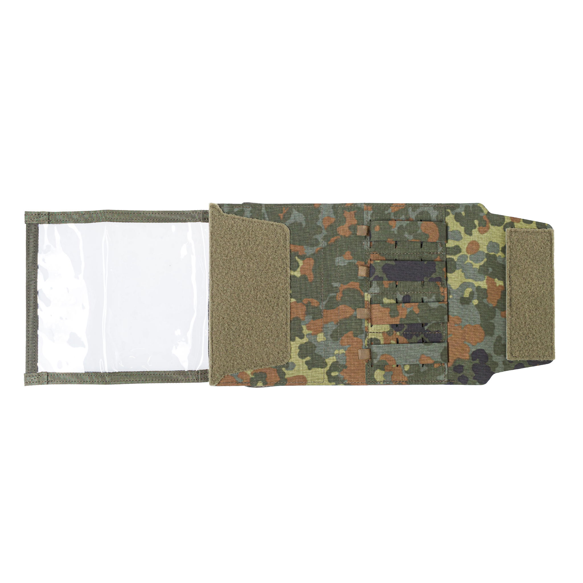 Lindnerhof Admin-Tasche MX116 Taktische Flecktarn-Mappe mit Klettverschluss und transparentem Fach, ideal für Airsoft-Zubehör.