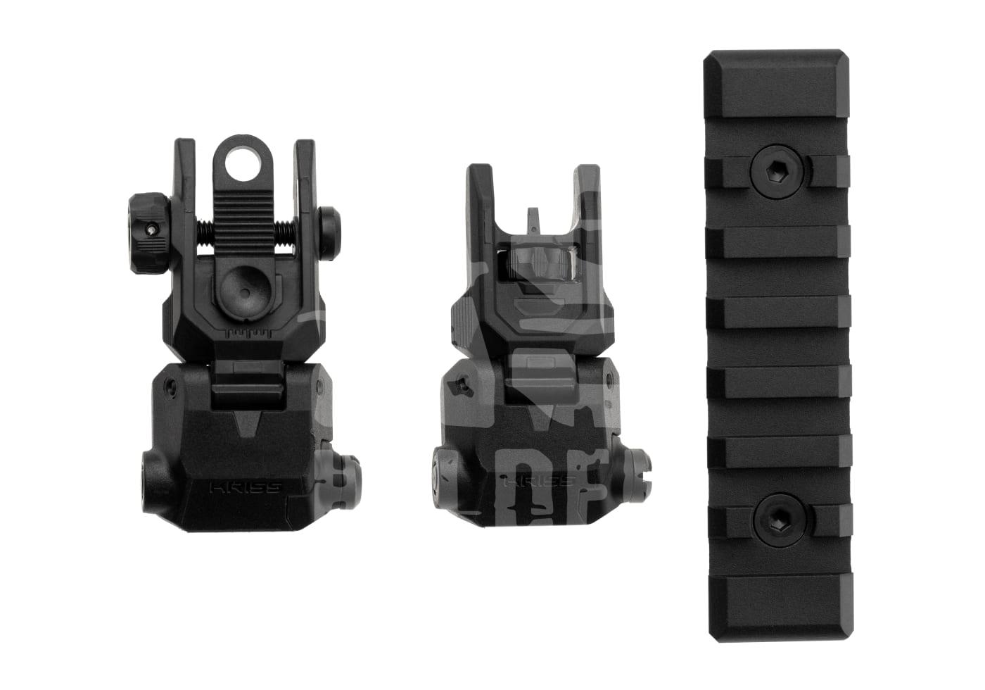 Krytac Kriss Vector S-GBB schwarz - ab 18 Jahren Airsoft Flip-Up Visier-Set mit Picatinny-Schiene, schwarz. Ideal für präzises Zielen.