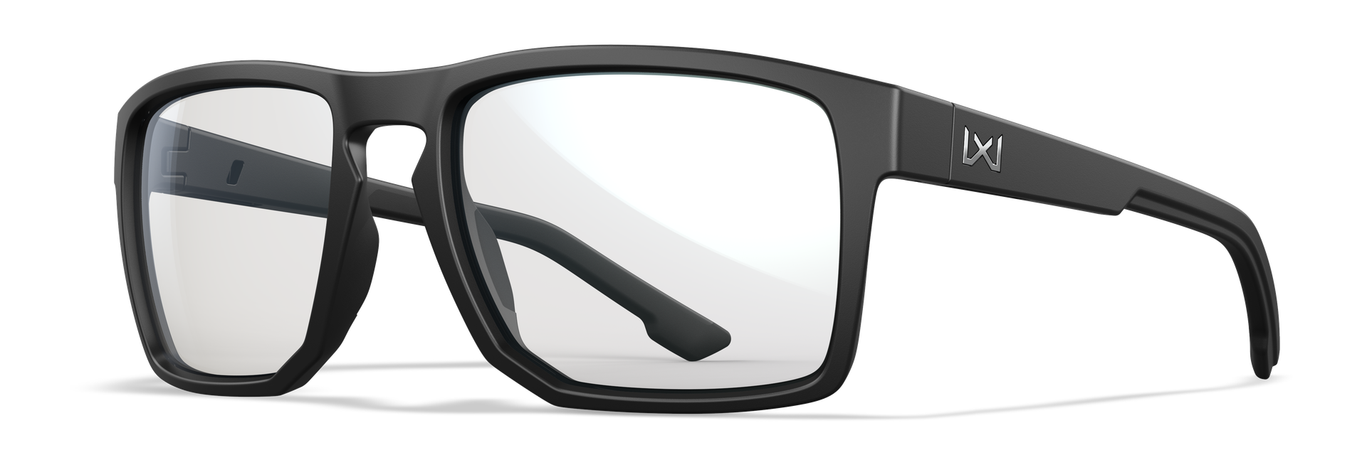 Schwarze Airsoft-Schutzbrille mit klaren Gläsern und modernem Design.