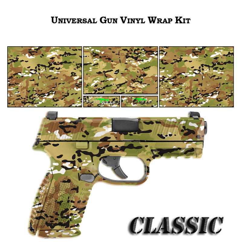 Tarnmuster-Vinyl-Wrap-Kit für Airsoft-Pistole, Camouflage-Design, Classic Edition.
