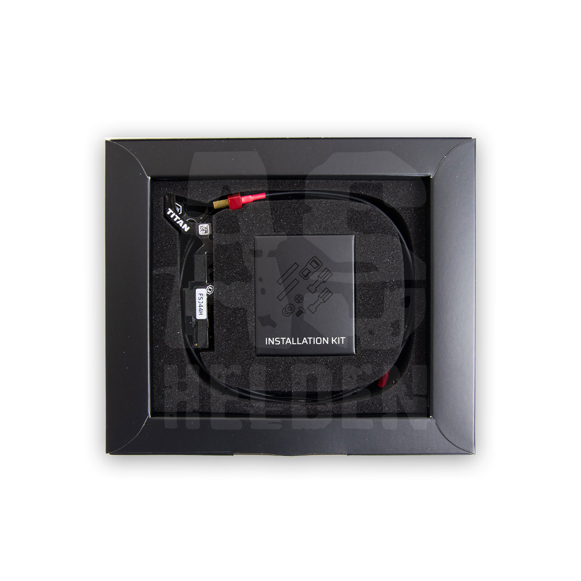 Airsoft MOSFET-Installation Kit in Schaumstoffbox.