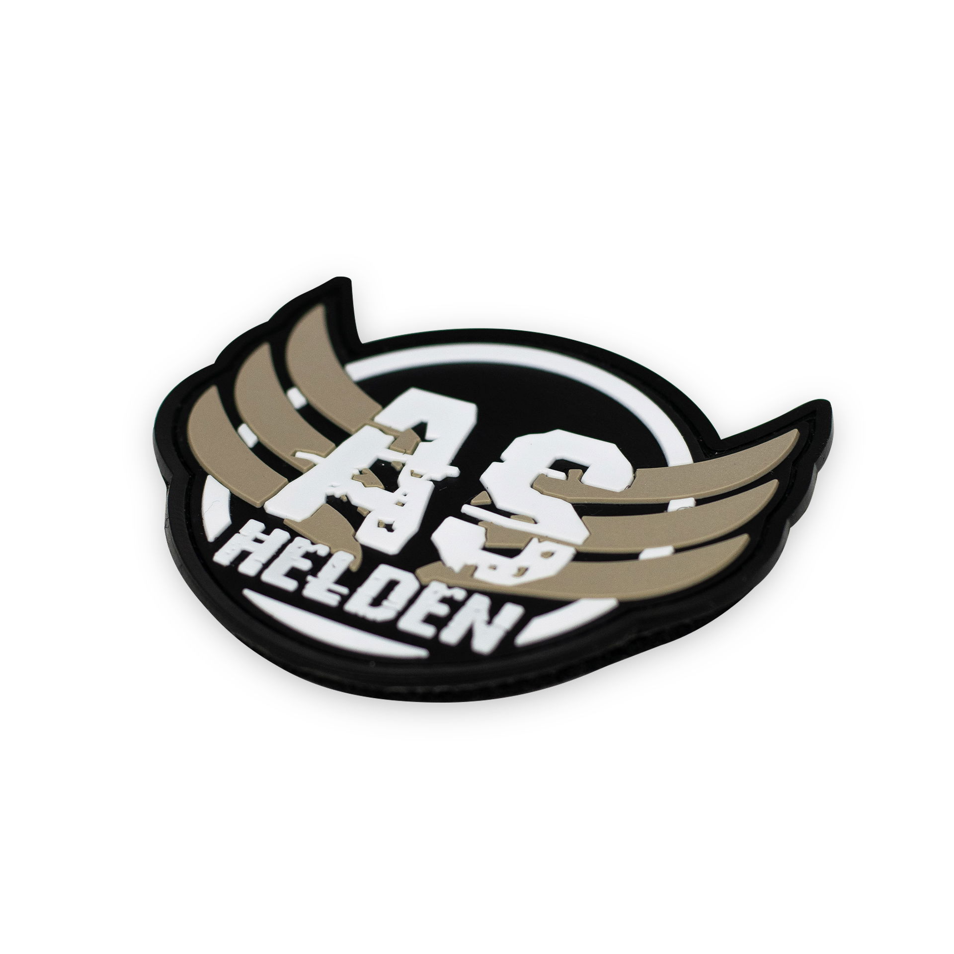 Airsoft Helden - Patch Wing Tan PVC-Patch mit "AS Helden", Flügel-Design und Tarnfarben. Ideal für Airsoft-Ausrüstung.