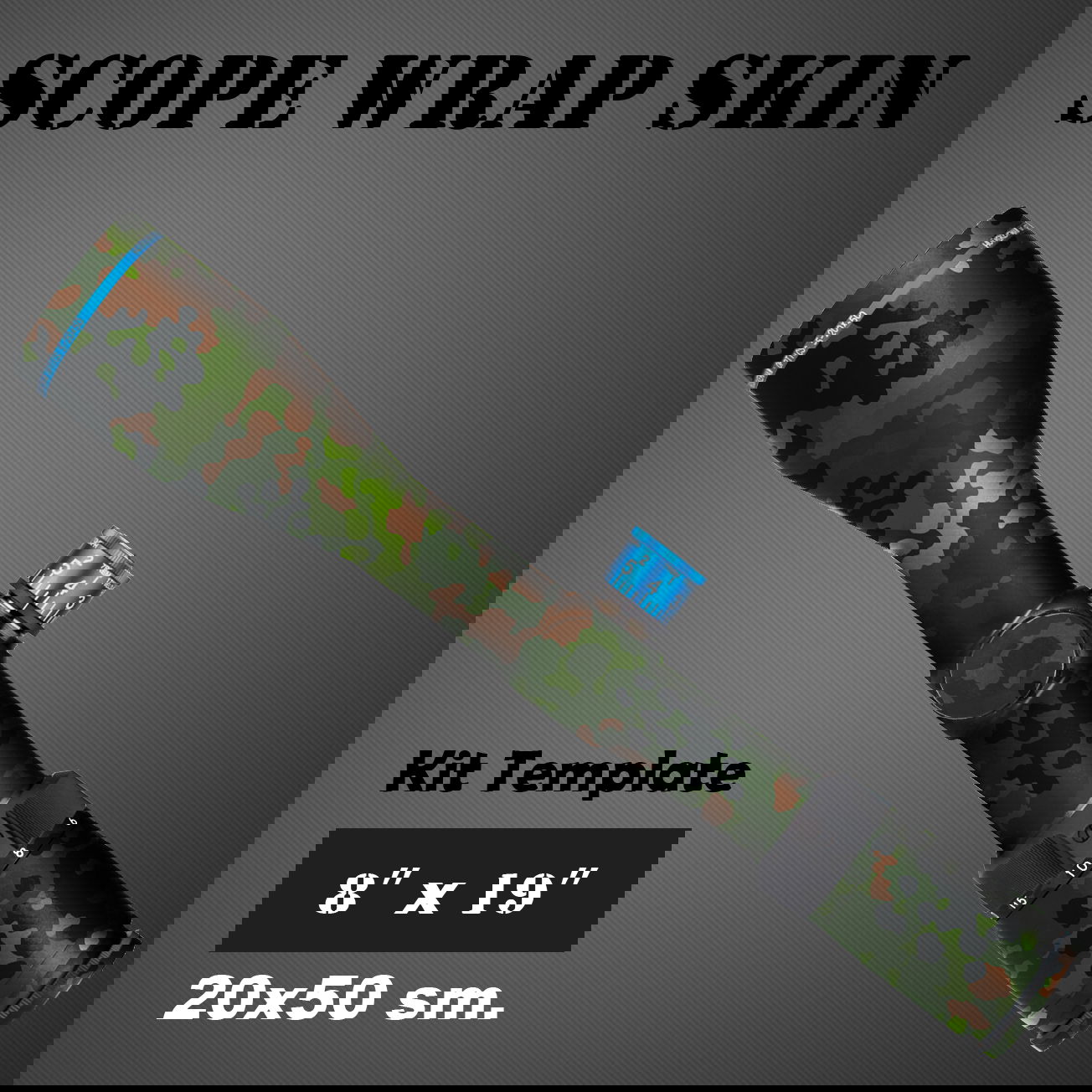 Tarnmuster-Scope-Wrap für Zielfernrohre, 20x50 cm, grün-schwarz, Kit-Vorlage.