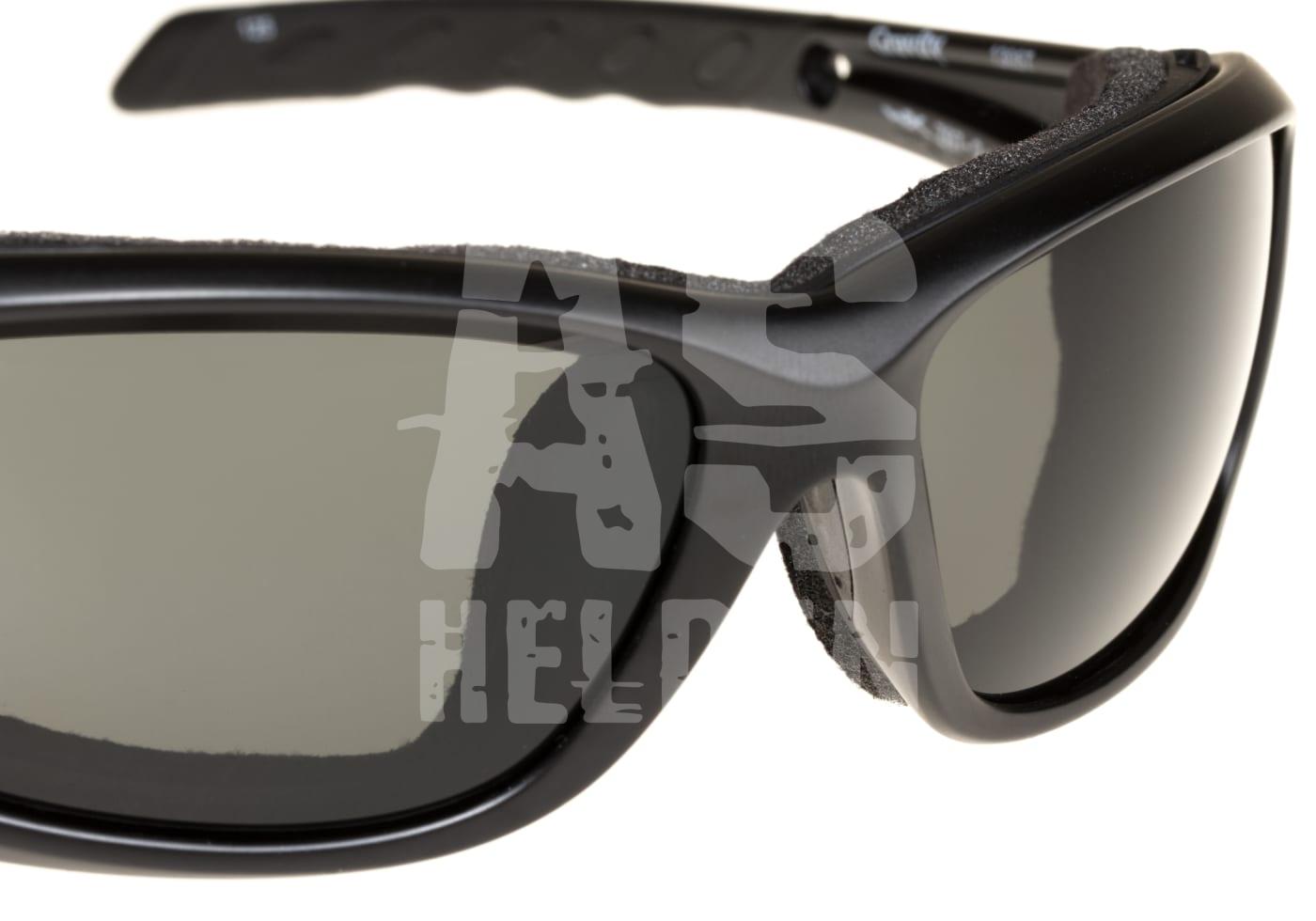 Schwarze taktische Schutzbrille mit getönten Gläsern für Airsoft.