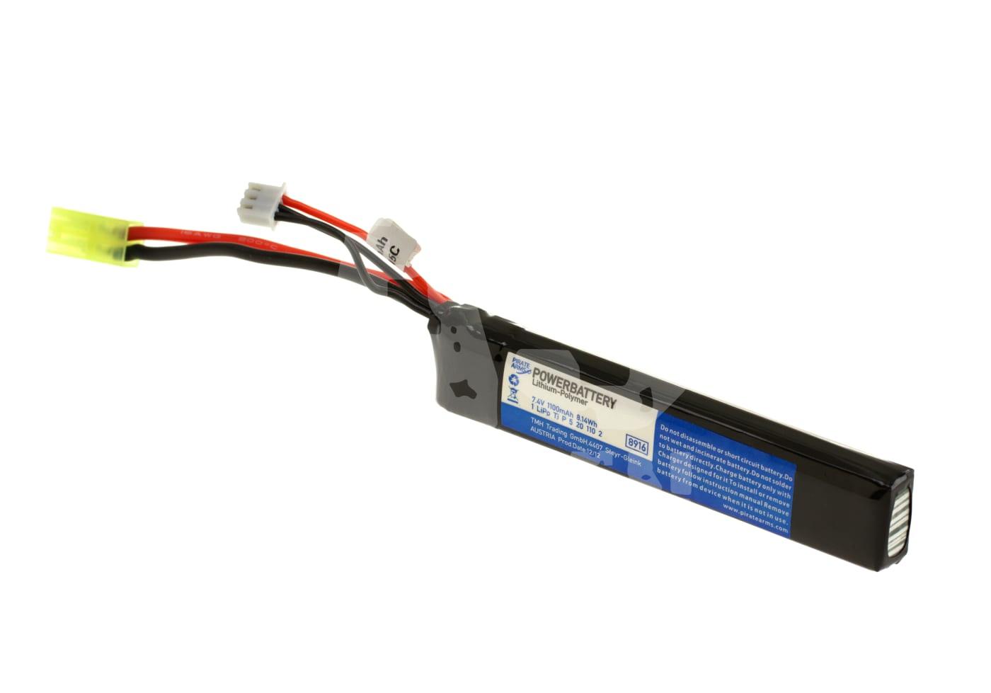 Airsoft LiPo-Akku mit Kabeln und Anschlüssen, geeignet für Airsoft-Waffen.