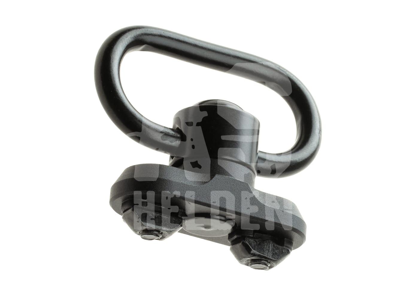 Schwarzer QD Sling Swivel für Airsoft-Waffen zur Befestigung von Trageriemen.