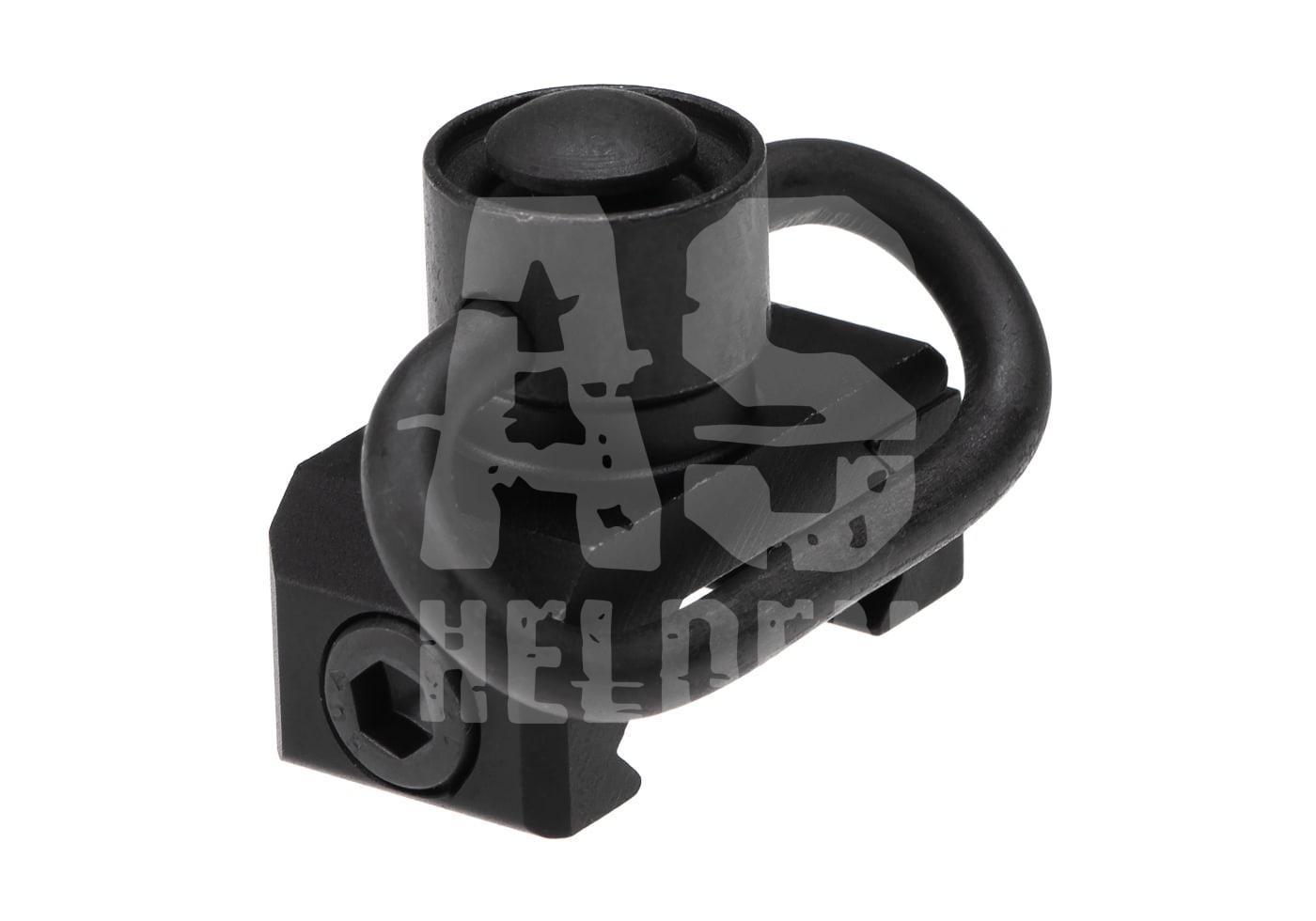 Airsoft Sling Mount in Schwarz, passend für Picatinny-Schienen, mit Schnellverschluss-Funktion.