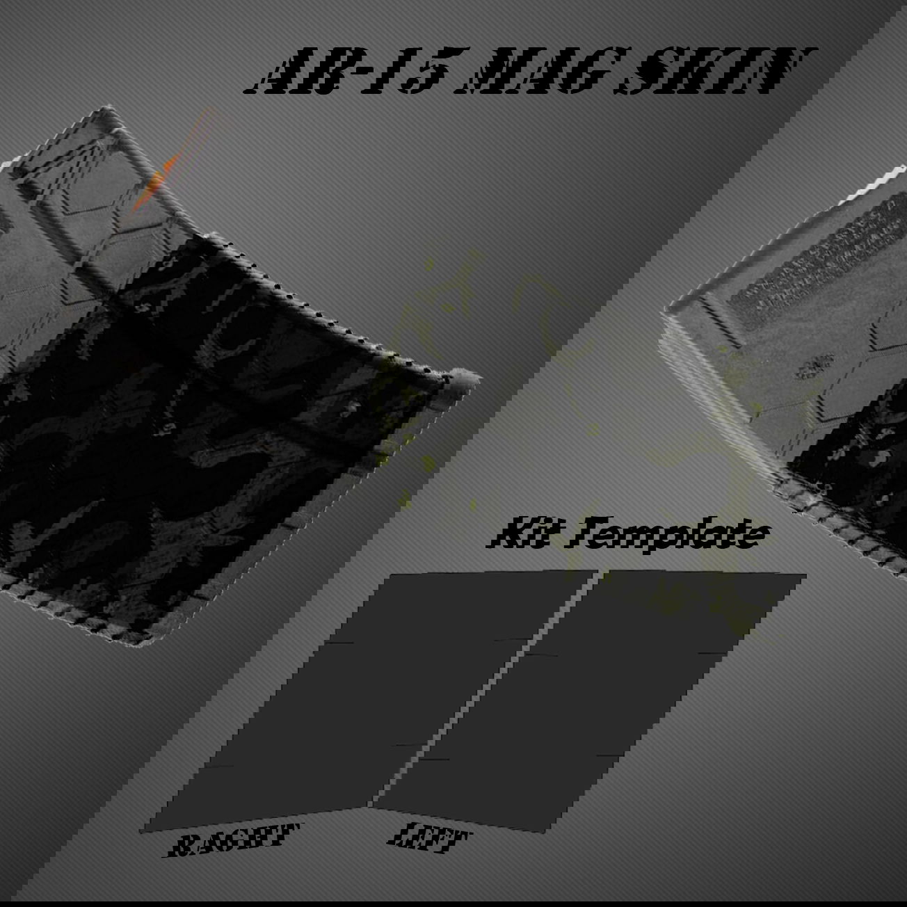 GunsWrap AR15 / M4 Rifle Magazin Skins AR-15 Magazinskin im Tarnmuster mit Kit-Vorlage für rechts und links auf grauem Hintergrund.