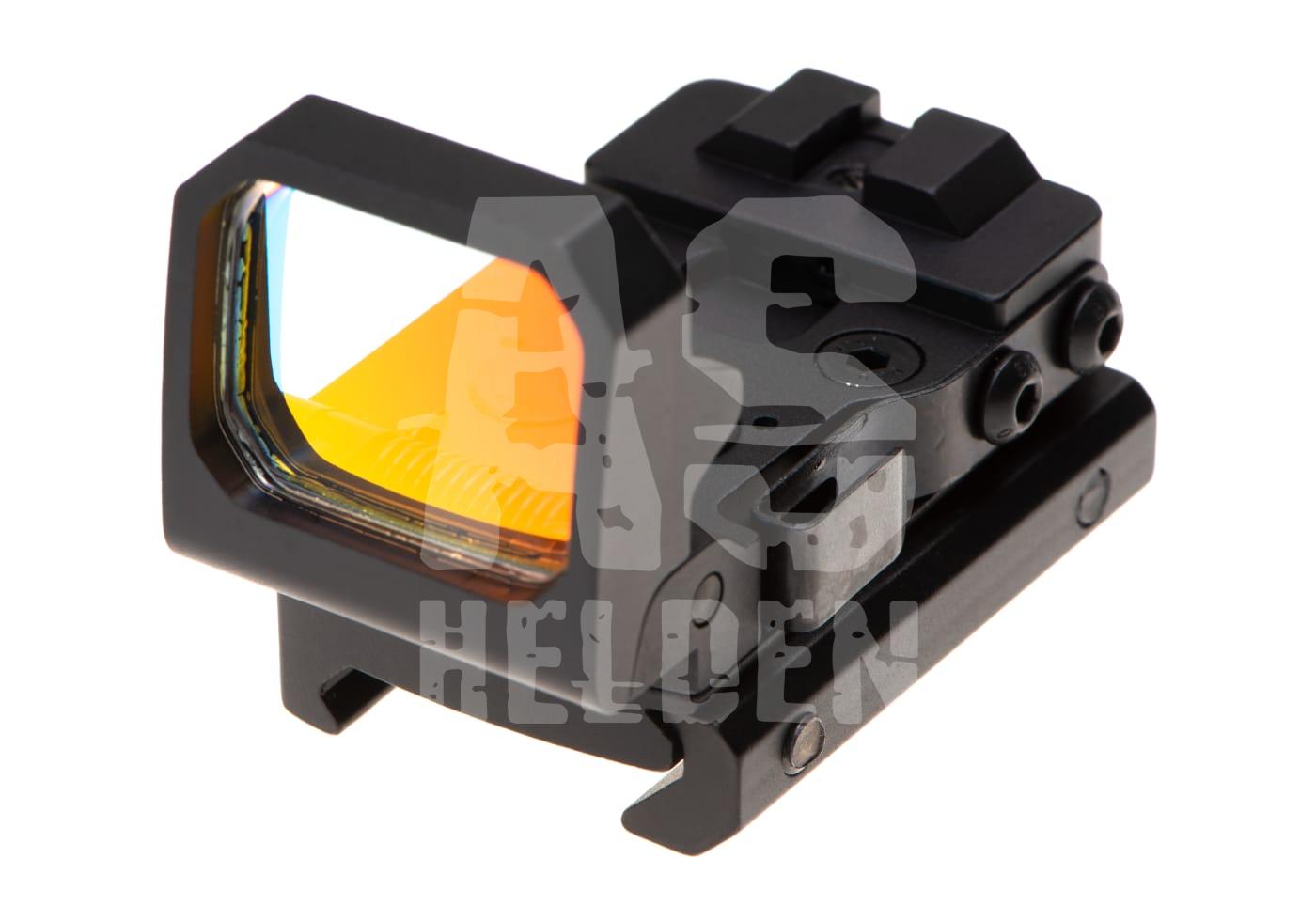 Flip Dot Reflex Sight Reflexvisier für Airsoft-Waffen, kompakt, mit orangefarbener Linse und Picatinny-Schienenhalterung.