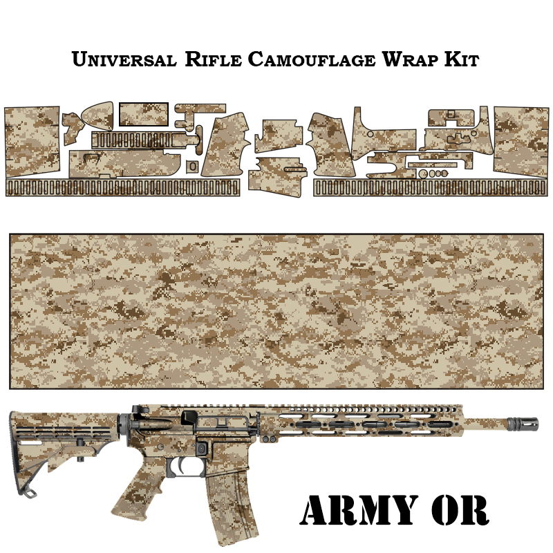 Tarnfolien-Set für Gewehre in digitalem Wüsten-Camouflage.