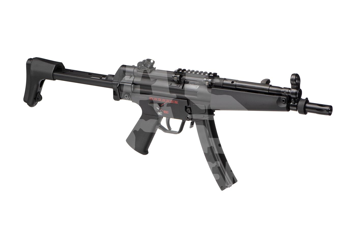 G&G TGM A3 RTS E.T.U. S-AEG - ab 18 Jahren Airsoft-Nachbildung einer MP5-Maschinenpistole in schwarzer Farbe mit taktischer Schiene und Klappschaft.