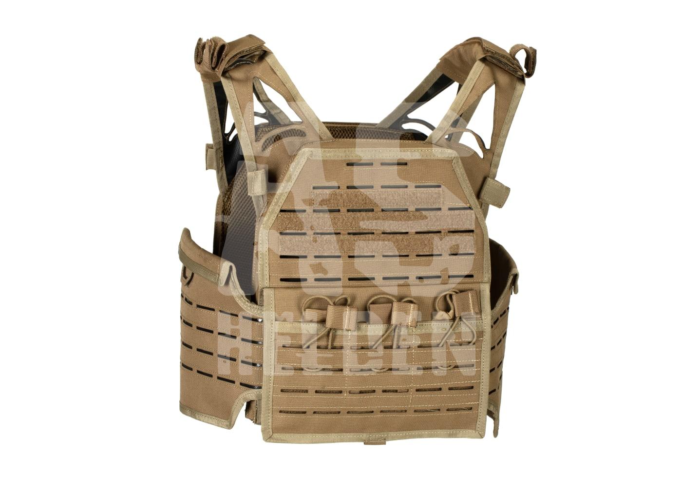 Taktische Plate Carrier Weste, Coyote-Braun, mit Molle-System für Airsoft und Outdoor-Aktivitäten.