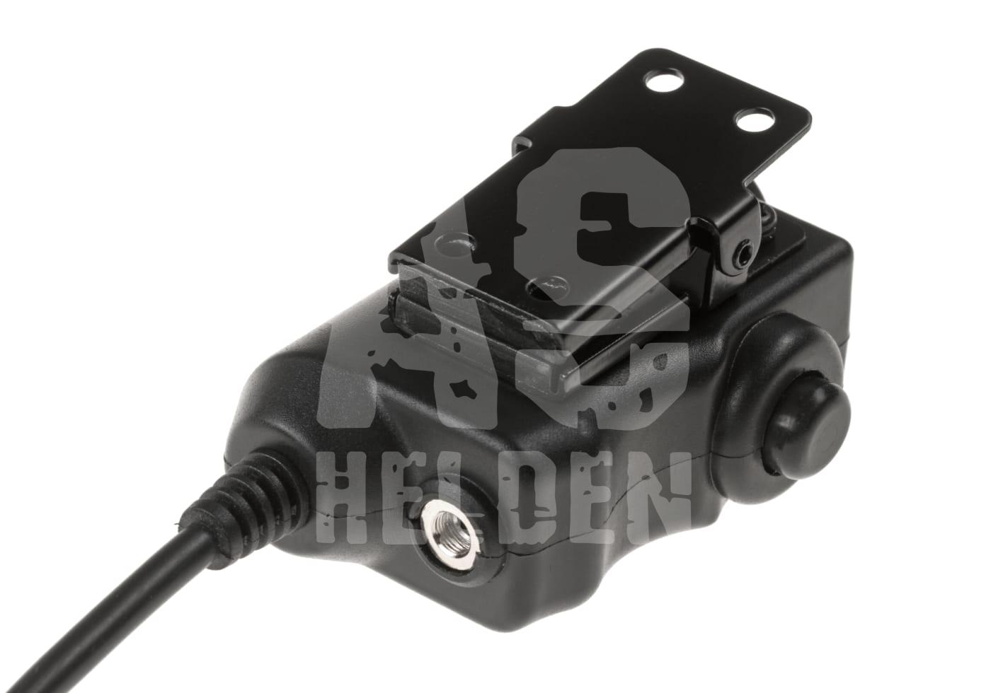 Taktisches PTT-Headset-Zubehör mit Kabel und Befestigungsclip für Airsoft-Kommunikation.